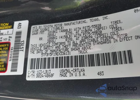 2014 Toyota Tundra Double Cab Limited from USA, damaged, VIN 5TFBY5F19EX336131